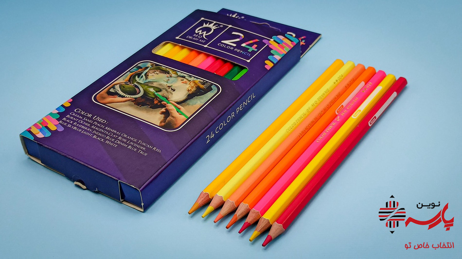 مداد رنگی 24 مقوایی حرفه ای ام کیو