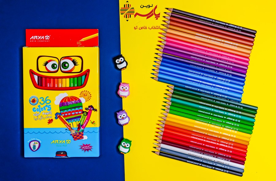 مداد رنگی 36 رنگ جعبه مقوایی 3018 آریا
